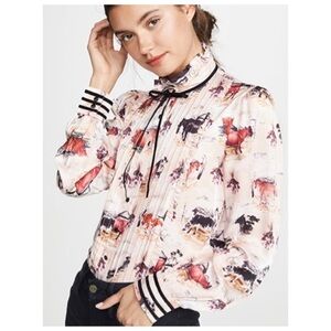 Rachel Antonoff Louise Puff Sleeve
Pintuck Top Cow Print Button Down Size
Medium